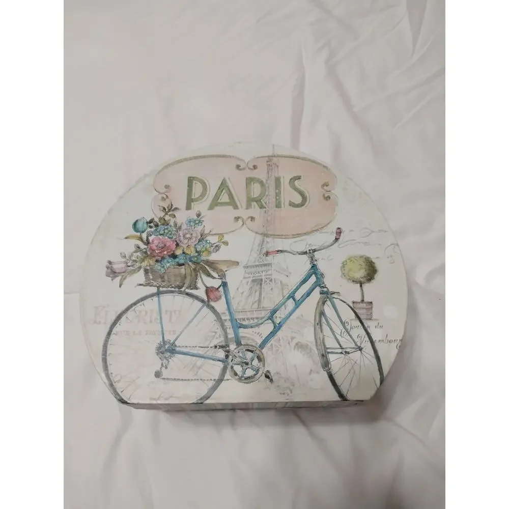 Ashland Decorative Storge Boxs Parisian Bicycle Themed Set Of 3 - Picture 8 of 9
